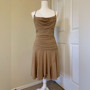 City Triangles Tan Asymmetrical Dress Y2K vintage Prom dress